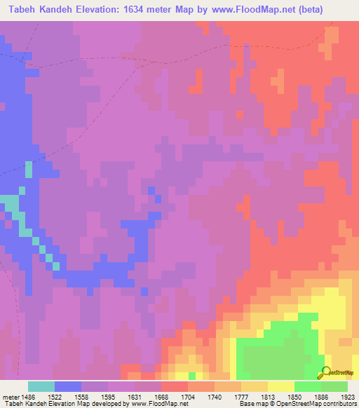 Tabeh Kandeh,Afghanistan Elevation Map