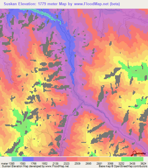 Suskan,Afghanistan Elevation Map
