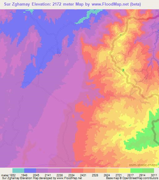 Sur Zghamay,Afghanistan Elevation Map