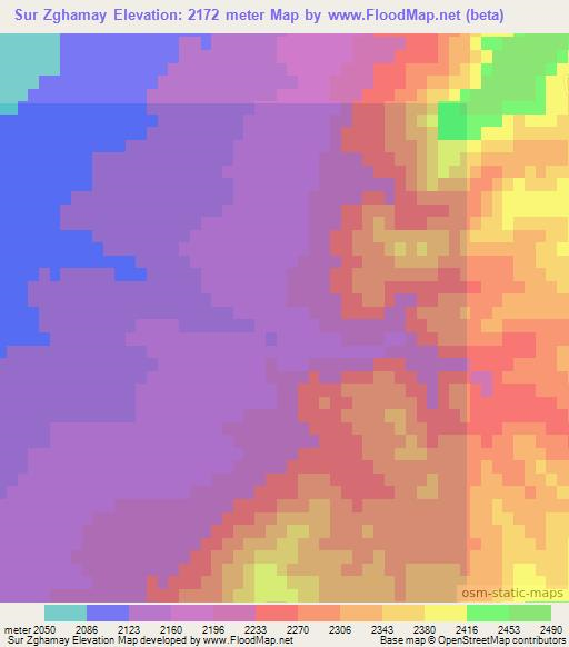 Sur Zghamay,Afghanistan Elevation Map