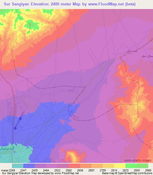 Sur Sangiyan,Afghanistan Elevation Map
