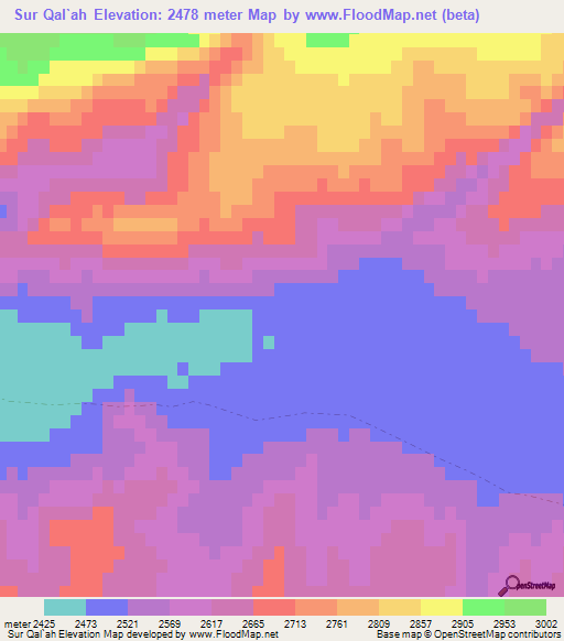 Sur Qal`ah,Afghanistan Elevation Map
