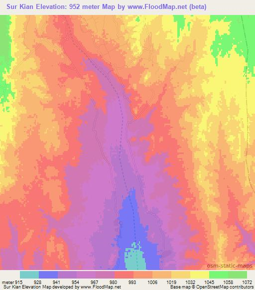 Sur Kian,Afghanistan Elevation Map