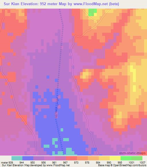 Sur Kian,Afghanistan Elevation Map