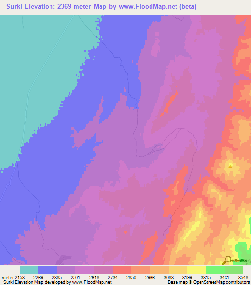 Surki,Afghanistan Elevation Map
