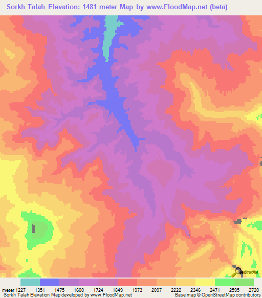 Sorkh Talah,Afghanistan Elevation Map