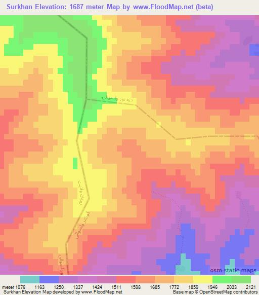 Surkhan,Afghanistan Elevation Map