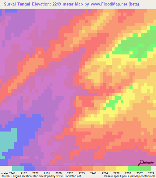 Surkai Tangai,Afghanistan Elevation Map