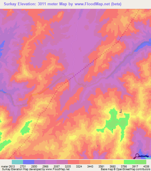 Surkay,Afghanistan Elevation Map