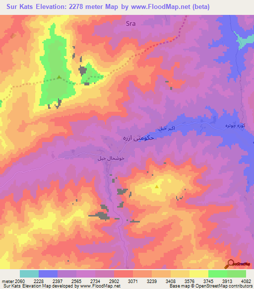Sur Kats,Afghanistan Elevation Map