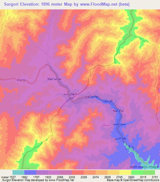 Surgori,Afghanistan Elevation Map