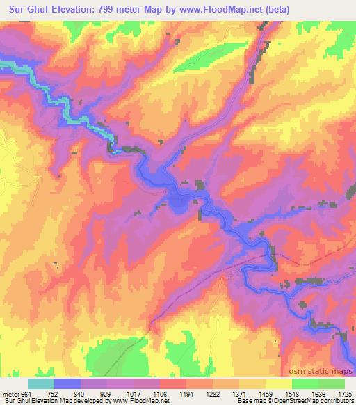 Sur Ghul,Afghanistan Elevation Map