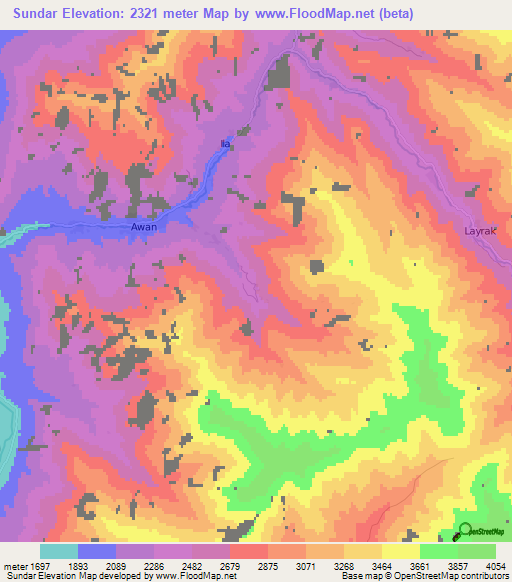 Sundar,Afghanistan Elevation Map