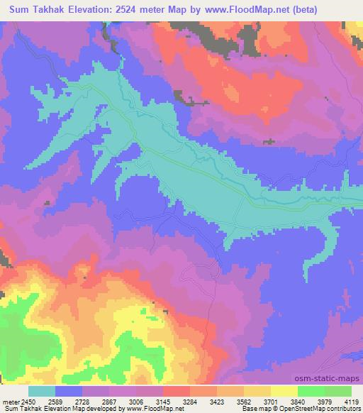Sum Takhak,Afghanistan Elevation Map