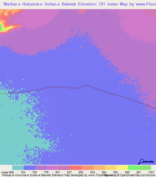 Markaz-e Hukumat-e Sultan-e Bakwah,Afghanistan Elevation Map