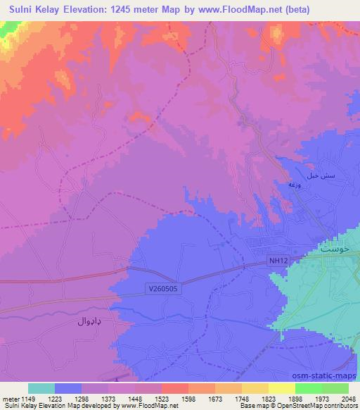 Sulni Kelay,Afghanistan Elevation Map