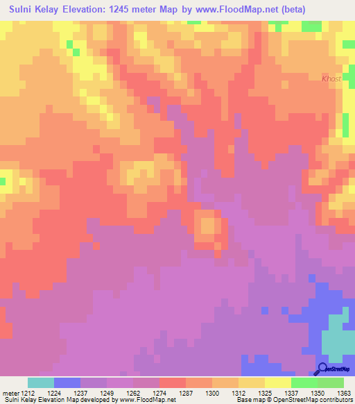 Sulni Kelay,Afghanistan Elevation Map