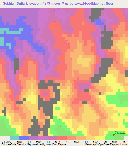 Sokhta-i-Sufla,Afghanistan Elevation Map