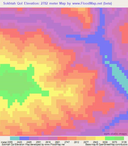 Sokhtah Qol,Afghanistan Elevation Map