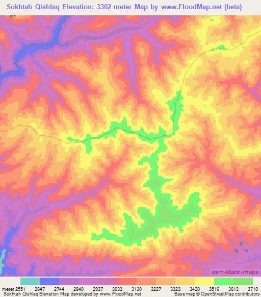 Sokhtah Qishlaq,Afghanistan Elevation Map