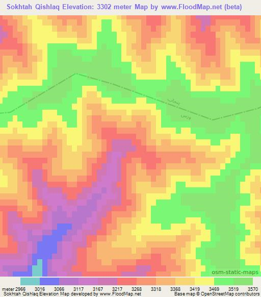 Sokhtah Qishlaq,Afghanistan Elevation Map