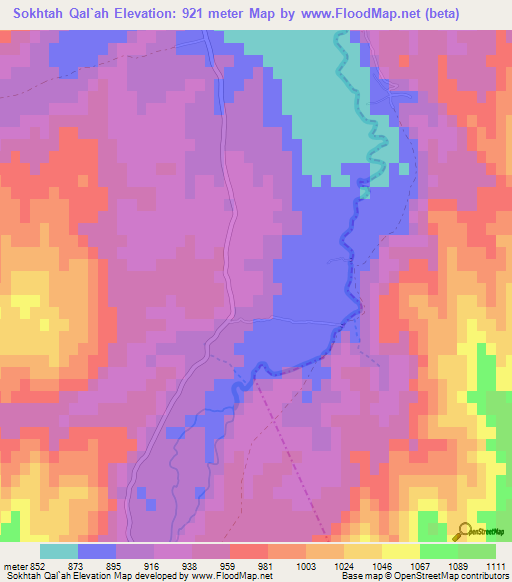 Sokhtah Qal`ah,Afghanistan Elevation Map