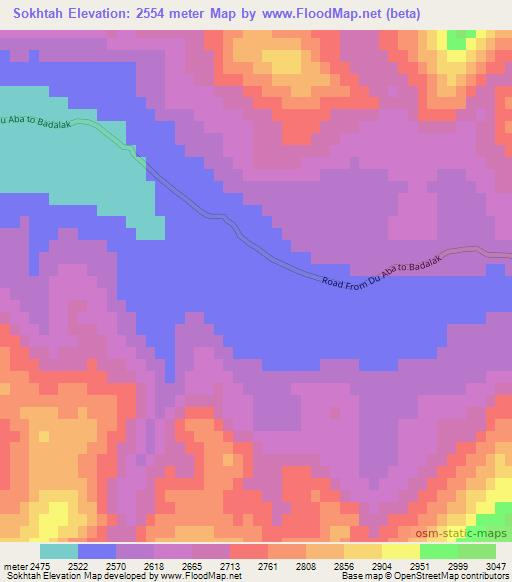 Sokhtah,Afghanistan Elevation Map
