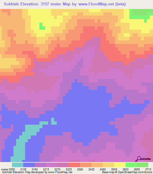 Sokhtah,Afghanistan Elevation Map
