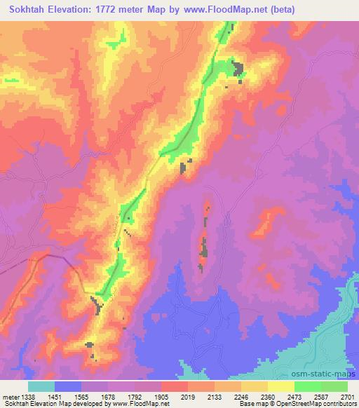 Sokhtah,Afghanistan Elevation Map