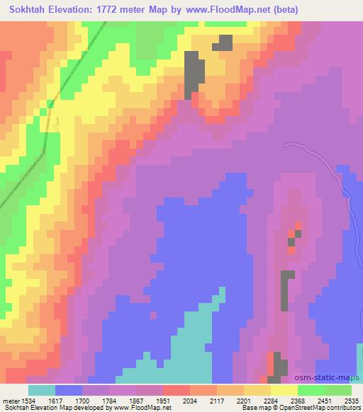 Sokhtah,Afghanistan Elevation Map