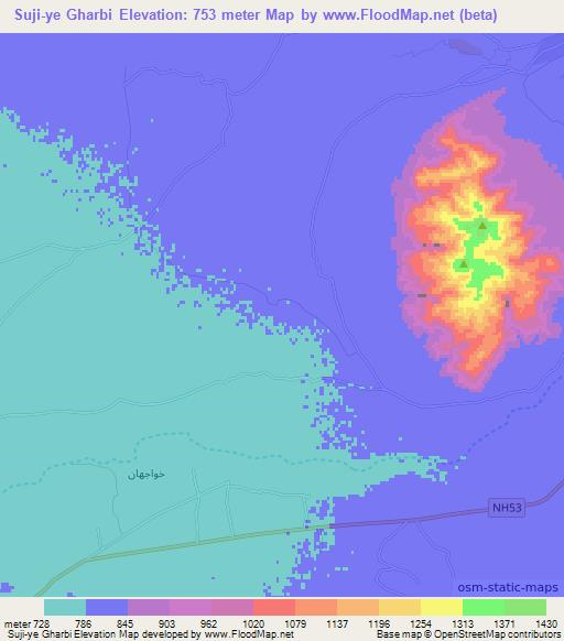 Suji-ye Gharbi,Afghanistan Elevation Map
