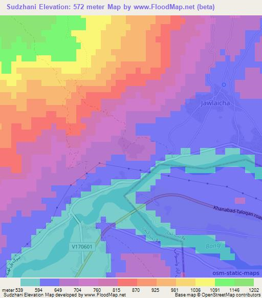 Sudzhani,Afghanistan Elevation Map