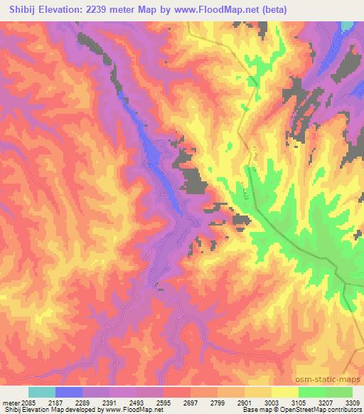 Shibij,Afghanistan Elevation Map