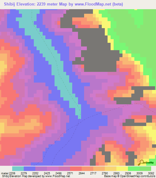 Shibij,Afghanistan Elevation Map
