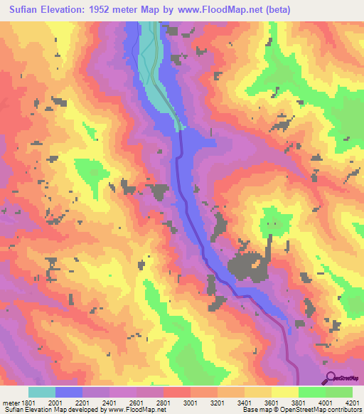 Sufian,Afghanistan Elevation Map