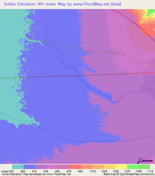 Sufian,Afghanistan Elevation Map