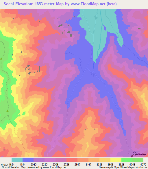 Sochi,Afghanistan Elevation Map