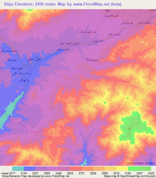 Stiya,Afghanistan Elevation Map