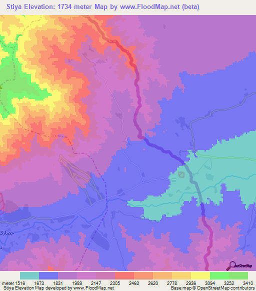 Stiya,Afghanistan Elevation Map