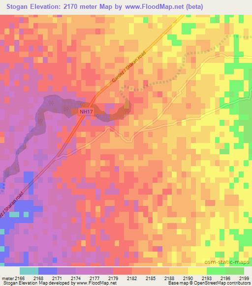 Stogan,Afghanistan Elevation Map