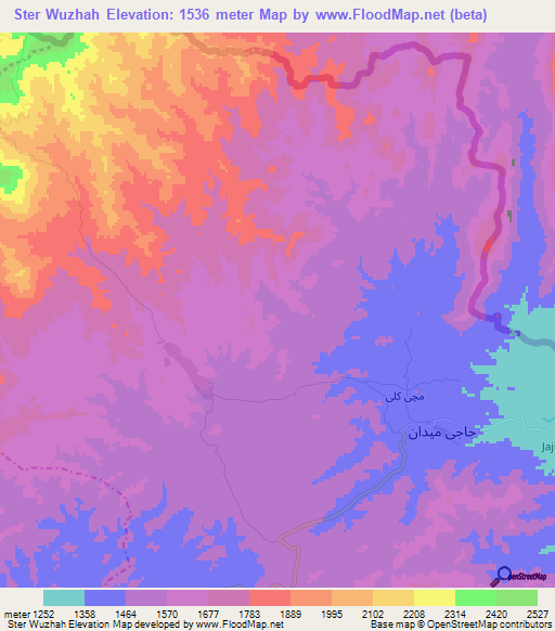 Ster Wuzhah,Afghanistan Elevation Map