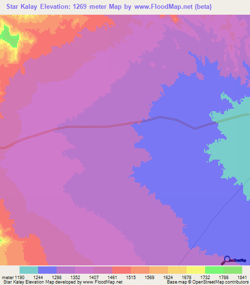 Star Kalay,Afghanistan Elevation Map