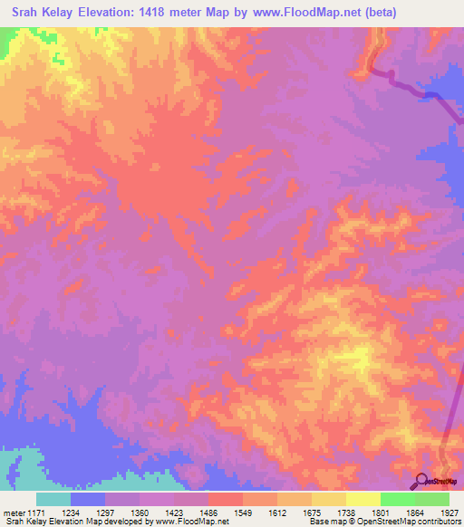 Srah Kelay,Afghanistan Elevation Map