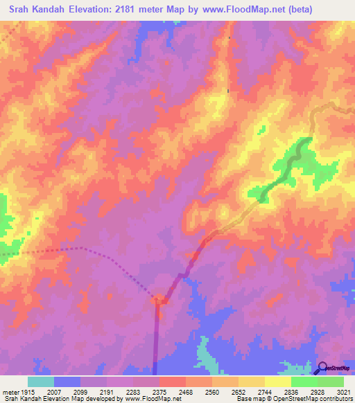 Srah Kandah,Afghanistan Elevation Map