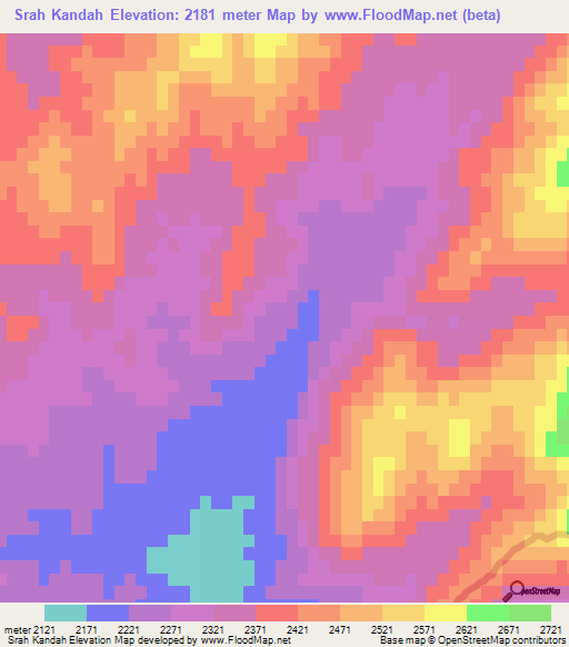 Srah Kandah,Afghanistan Elevation Map