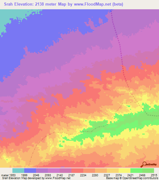 Srah,Afghanistan Elevation Map