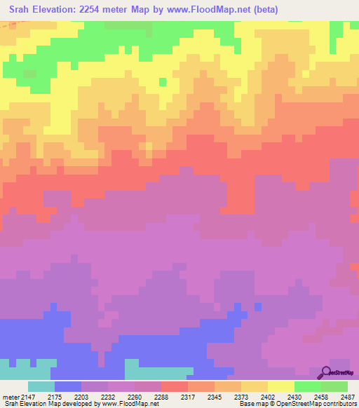 Srah,Afghanistan Elevation Map