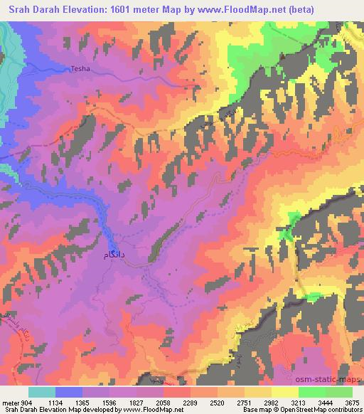 Srah Darah,Afghanistan Elevation Map