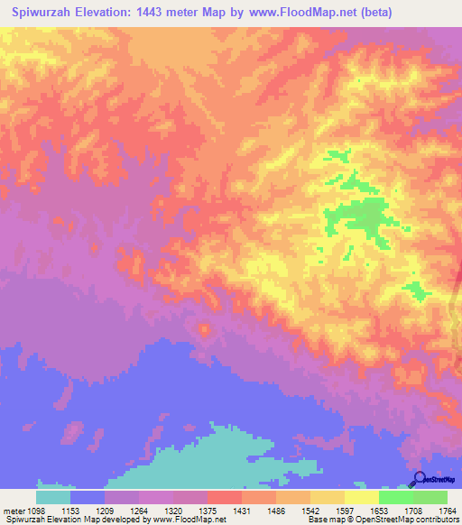 Spiwurzah,Afghanistan Elevation Map