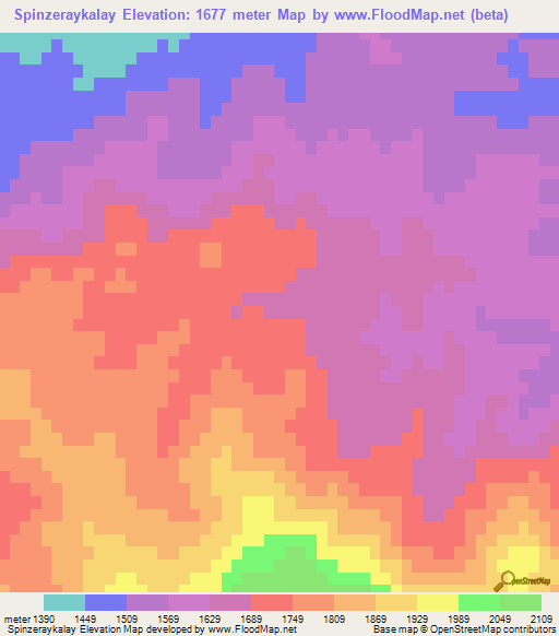 Spinzeraykalay,Afghanistan Elevation Map